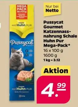 NETTO Pussycat Gourmet Katzennassnahrung Schale Huhn Pur Mega-Pack Angebot