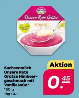 NETTO Sachsenmilch Unsere Rote Grütze Himbeergeschmack mit Vanillesoße Angebot
