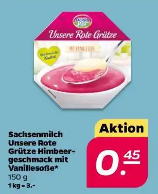 NETTO Sachsenmilch Unsere Rote Grütze Himbeergeschmack mit Vanillesoße Angebot
