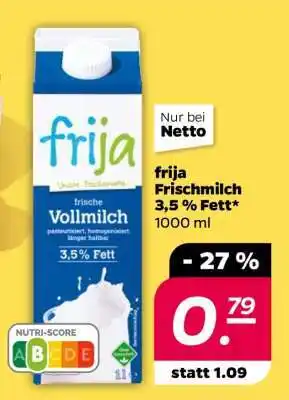 NETTO frija Frischmilch 3,5 % Fett Angebot