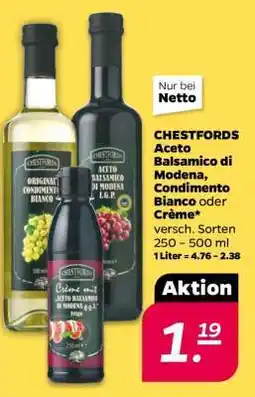NETTO CHESTFORDS Aceto Balsamico di Modena, Condimento Bianco oder Crème Angebot