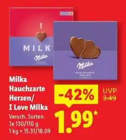 Lidl Milka Hauchzarte Herzen/ I Love Milka Angebot