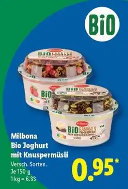Lidl Milbona Bio Joghurt mit Knuspermüsli Angebot