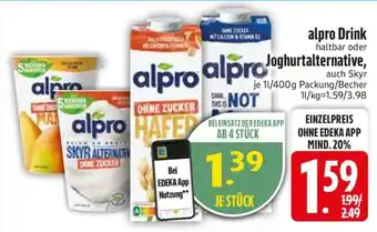 Edeka alpro Drink haltbar oder Joghurtalternative Angebot