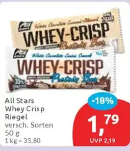 Budni All Stars Whey Crisp Riegel Angebot