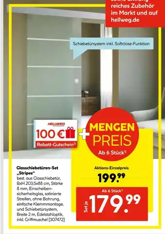 Hellweg Glasschiebetüren-set „stripes“ Angebot