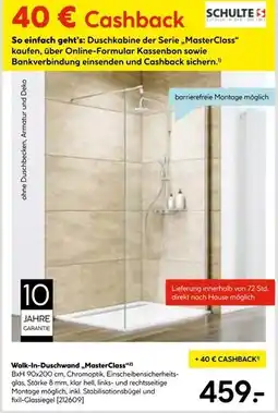 Hellweg Schulte walk-in-duschwand masterclass Angebot