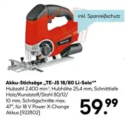 Hellweg Akku-stichsäge te-js 18/80 li-solo Angebot