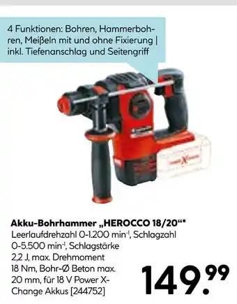 Hellweg Akku-bohrhammer „herocco 18/20“ Angebot