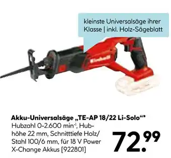 Hellweg Akku-universalsäge te-ap 18/22 li-solo Angebot