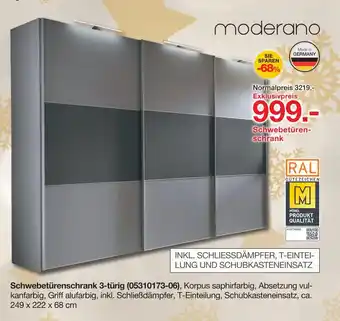 Möbelzentrum Pforzheim Moderano schwebetürenschrank 3-türig Angebot