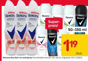 Rusta Rexona rexona deo roll-on und spray Angebot