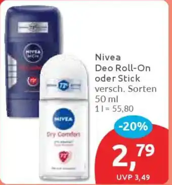 Budni Nivea Deo Roll-On oder Stick Angebot