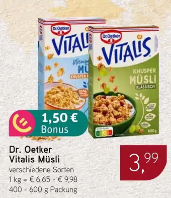 Dornseifer Dr. Oetker Vitalis Müsli Angebot