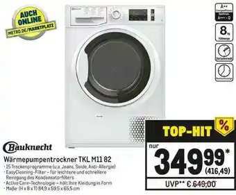 METRO Baucknecht Wärmepumpentrockner TKL M11 82 Angebot