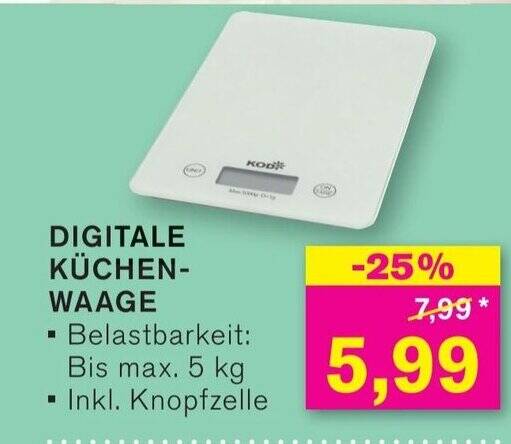DIGITALE KÜCHENWAAGE Angebot bei KODi