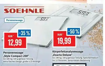 Stolz Soehnle Personenwaage „style Compact 200“ Oder Körperfettanalysewaage „exacta Deluxe“ Angebot