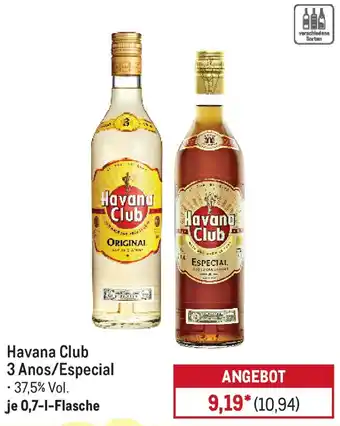 METRO Havana Club 3 Anos/Especial Angebot