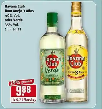 REWE Havana Club Rum Anejo 3 Años Oder Verde Angebot