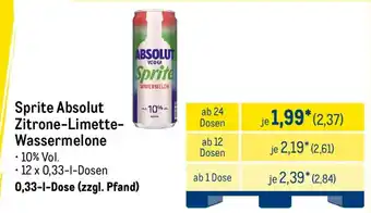 METRO Sprite Absolut Zitrone-Limette- Wassermelone Angebot