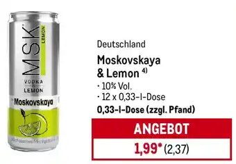 METRO Moskovskaya & Lemon Angebot