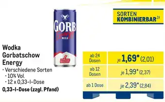 METRO Wodka Gorbatschow Energy Angebot
