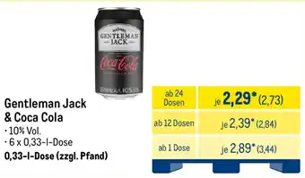 METRO Gentleman Jack & Coca Cola Angebot