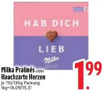 Edeka Milka Pralinés oder Hauchzarte Herzen Angebot