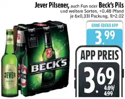 Edeka Jever Pilsener, auch Fun oder Beck's Pils Angebot