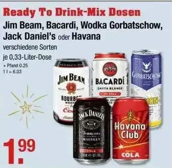 V Markt Jim Beam, Bacardi, Wodka Gorbatschow, Jack Daniel's Oder Havana Angebot