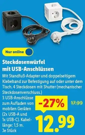Lidl Steckdosenwürfel mit USB-Anschlüssen Angebot