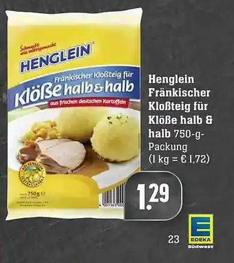 Edeka Henglein Fränkischer Kloßteig Für Klöße Halb & Halb Angebot