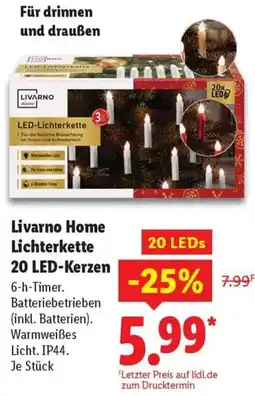 Lidl Livarno Home Lichterkette 20 LED-Kerzen Angebot