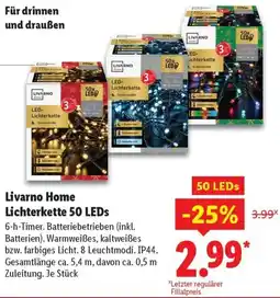Lidl Livarno Home Lichterkette 50 LEDs Angebot