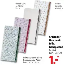 Lidl Crelando Geschenkfolie, transparent Angebot