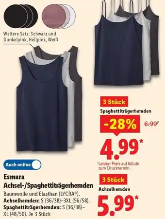 Lidl Esmara Achsel-/Spaghettiträgerhemden Angebot