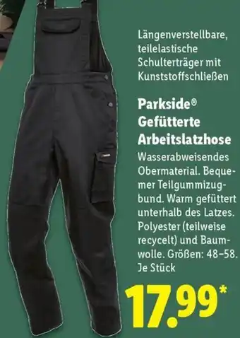 Lidl Parkside Gefütterte Arbeitslatzhose Angebot