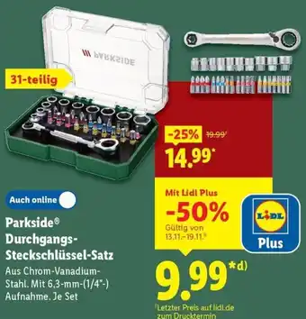 Lidl Parkside Durchgangs Steckschlüssel-Satz Angebot
