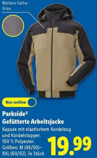 Lidl Parkside Gefütterte Arbeitsjacke Angebot