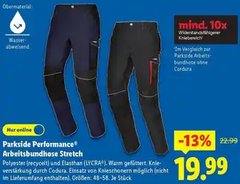 Lidl Parkside Performance Arbeitsbundhose Stretch Angebot
