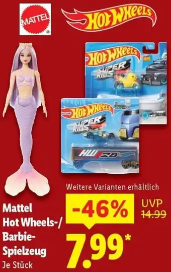 Lidl Mattel Hot Wheels-/ Barbie Spielzeug Angebot