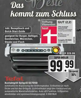 Edeka Tefal Kontaktgrill Optigrill Gc705d Angebot