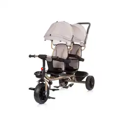 Netto Marken-Discount Babyshoppen Geschwisterdreirad Hip Hop, Schiebegriff, Sitze 360° drehbar, Gurte beige Angebot