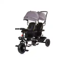 Netto Marken-Discount Babyshoppen Geschwisterdreirad Hip Hop, Schiebegriff, Sitze 360° drehbar, Gurte grau Angebot