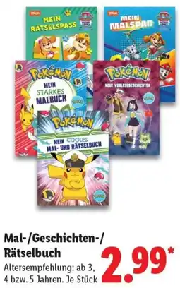 Lidl Mal-/Geschichten-/ Rätselbuch Angebot