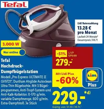 Lidl Tefal Hochdruck Dampfbügelstation Angebot