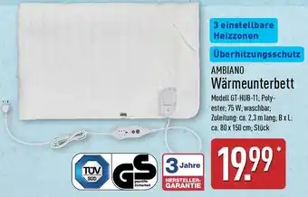 Aldi Nord AMBIANO Wärmeunterbett Angebot