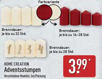 Aldi Nord HOME CREATION Adventsstumpen Angebot