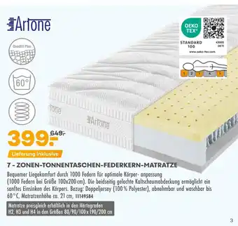 Möbel Kraft Artone 7-zonen-tonnentaschen-federkern-matratze Angebot