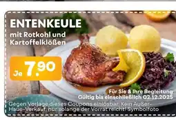 Möbel Kraft Entenkeule mit rotkohl und kartoffelklößen Angebot